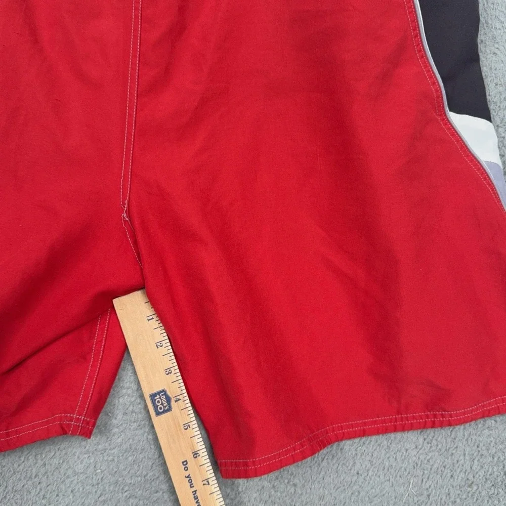 Speedo Swim Trunks Mens 42 Red Colorblock Waterproof Pocket Mesh Lined Shorts 3X